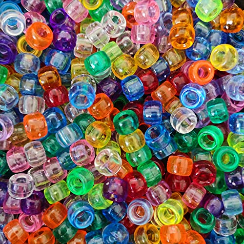 Gxadwzy 500 Stück Pony Beads 6x9mm Transparent Bunte Perlen mit Großem Loch für Schmuck, Armbänder, Ketten, Schlüsselanhänger, Basteln
