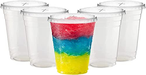 Copas para Batidos con Tapa para Pajita, Vasos Desechables, Tapa Plana, Batidos, Café Helado, Jugo de Granizado, Té de Burbujas (50, 10 onzas)