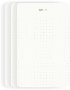 Pinesman - Elegant Desk Notepads for Professionals, Executive's Memo Pads, Minimalist, Gold Foiled, Dotted Layout, 3 Pack, 225 Sheets Total (75 Each), 6.3 x 3.9”, 80 GSM, Eco-friendly, FSC™ Certified Small Notepad