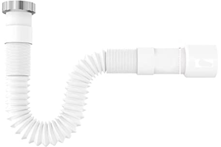 Tubo scarico jolly lavabo lavandino cucina 1'' 1'' 1/4 1'' 1/2 uscita 32 40 mm flessibile+guarnizione 32-77cm pvc (1'' 1/4 ingresso 32-40 mm uscita)