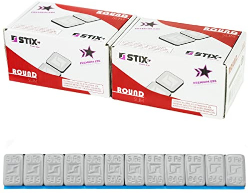 Stix Klebegewichte Rounded Slim Auswuchtgewichte 2400 Stück 5g 200 Streifen à 60g pulverbeschichtet verzinkt 3,5mm für Alufelgen und KFZ-Felgen