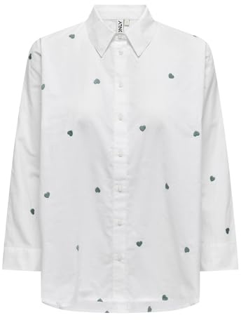 ONLY Damen Onlnew LINA Grace LS EMB Shirt NOOS WVN Langarmbluse, Bright White/AOP:Sagebrush Heart,S