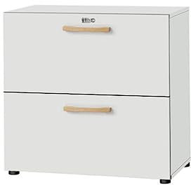 Aktenschrank abschließbar 80cm breit, Hängeregistraturschrank lichtgrau,Schreibtischschrank 2 OH, Mehrzweckschrank mit Griffen, Allzweckschrank, Haushaltsschrank, Büroschrank,Schrank aus Holz