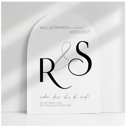 Willkommensschild Acrylglas | 5mm stark | Weiß Matt personalisiert - Made in Germany - Welcome Willkommen Schild für Hochzeit (60x40cm)