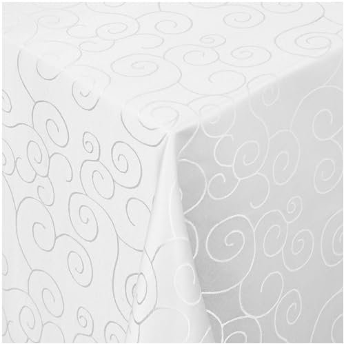 Tischdecke - Ornamente Design in Weiss 130x270 cm eckig- Maßgefertigte Tischdecke - Weihnachtstischdecke auf Maß