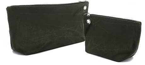 Multipurpose Tool Organizer Bag - 16OZ Canvas Tool Storage Pouch for Men Women | 1 Small + 1 Large | Army Green, Portable Carrier Bag for Coins Pliers Nuts