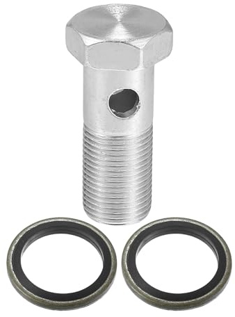 A ABSOPRO Hohlschraube 1 Stück Für Auto Bremsleitung M18x1.5 2,13 Länge | Silberton, Kohlenstoffstahl, 54x27mm, Innendurchmesser 11mm, Inkl. 2 Kupferunterlegscheiben