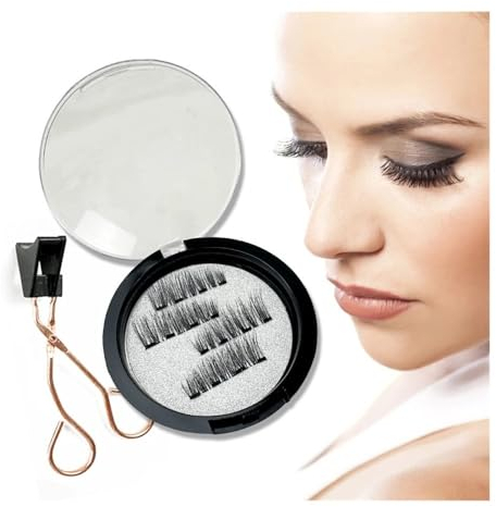 YUEMOL magnetwimpern Wiederverwendbare magnetische falsche Wimpern, 4 Stück 3D-Nerzwimpern, selbstklebende Augen-Make-up-Tools