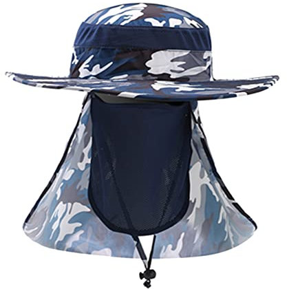 Anglerhut Mit Bild Herren Damen Bergsteigen Angeln Camouflage Kapuze Seil Outdoor Shade Faltbarer Casual Bucket Hat Fischerhut Herren 60 (Navy, One Size)