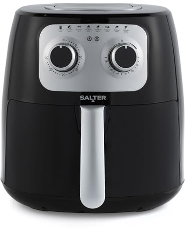 Salter 4.2L Freidora de aire– Multicocina sin aceite, circulación de aire caliente, rejilla de cocción antiadherente extraíble, temperatura ajustable, temporizador de 30 minutos, 1300W, EK6364VDE