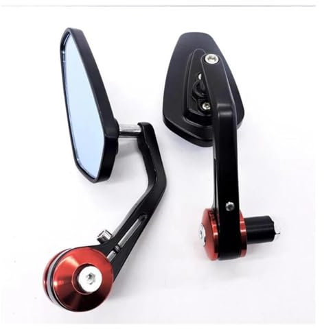 WKXTECZT Lenkerendenspiegel Für Z750 Z800 Z900 Z1000 Universal 22 Mm Lenkerendenspiegel Motorrad Seitenrückspiegel Rückspiegel Seitenansicht am Lenker(ROT)
