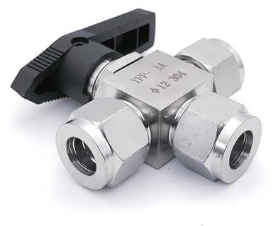 Fit 3/4/6/8/10/12-20mm 1/8 1/4 3/8 1/2 OD Tube Tee L-Port Compression Ball Valve 304 Stainless Water Gas Oil(20mm)