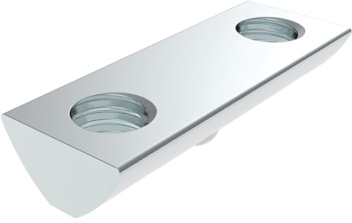 Fath Doppelnutensteine M8 einschwenkbar für Automatikverbinder Nut 8 - Nutenstein mit Federkugel I 58mm, Stahl verzinkt - 10 Stück