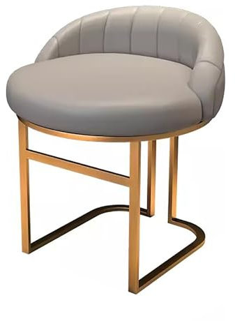 WLCNYL Schminkstuhl aus Samt mit Rückenlehne, gepolsterter Schminkhocker, moderner Schminkstuhl mit Metallbeinen für Schlafzimmer, Ankleidezimmer, Wohnzimmer (Farbe: PU-Grau, Größe: A)