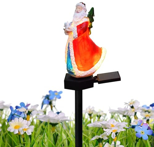 Spina di luce solare Babbo Natale, illuminazione solare per esterni, Babbo Natale, illuminazione per sentieri di Natale, luci solari impermeabili per cortile, giardino, prato,