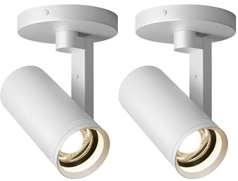 Aisilan 2er Zoombarer Deckenstrahler Weiß LED 12W Dimmbarer Deckenspot, Einstellbarer Strahlwinkel 10°-55°, Schwenkbarer Winkel, Aluminium-Akzentlampe, CRI 97, für Flur, Wandmalerei und Wohnzimmer