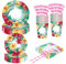 Moerstar Fournitures de fête hawaïenne, ensemble de vaisselle à fleurs tropicales hawaïennes avec assiettes en carton, serviettes, tasses, nappes, décorations de fête d'été (style 2)
