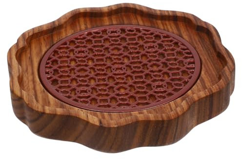 VINTORKY Soporte De Madera Para Tetera Antideslizante Bandeja De Almacenamiento Para Teteras y Tazas Protector De Mesa Posavasos De Madera Para Uso El Hogar o