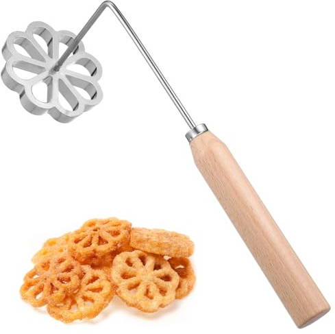 POPETPOP Molde Para Buñuelos Con Asa Molde Achappam Para Hornear Herramienta Para Buñuelos Para Gofres Patrón Floral Intrincado Mango Cómodo 10.43 X 3.62 X 0.86 in