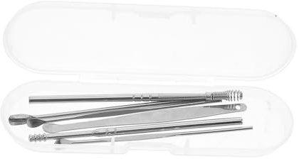 BAZEITFLOW 6 piezas Kit de Limpieza de Oídos Inoxidable de Herramientas para Quitar Cera Limpiadores de Oídos Reutilizables Set de Cuidado Auditivo para Familia