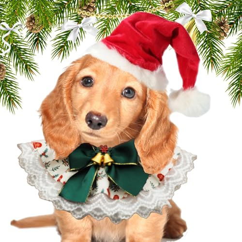 Jul hundhalsdukar, hundhalsdukar jul, mjuka hundhalsdukar hundhusdjur | söt, andningsbar husdjurshalsduk av spets, vändbart husdjurstillbehör för husdjur
