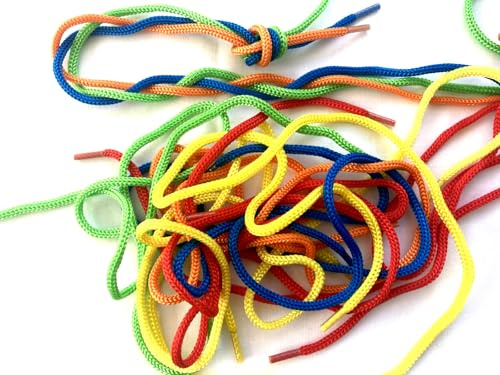 a2bsales Threading Laces Kids Shoe Lacing Beads Buttons Educational Motor Skills Learning Aid - 5 Colours 75cm x 4mm - 10 Pack