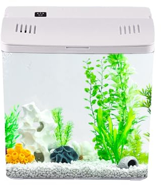 Acuario para peces Betta | Acuario Nano con Filtración Integrada | Decoración De Interior Para Oficina Salón Mesa | Hábitat para Tortugas Ranas y Medusas