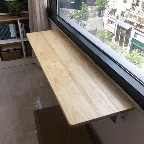 Tavolo pieghevole da parete – Banco da lavoro in legno massello con supporto regolabile in metallo salvaspazio versatile scrivania per ufficio, sala da pranzo, cucina e camera da letto, perfetto per
