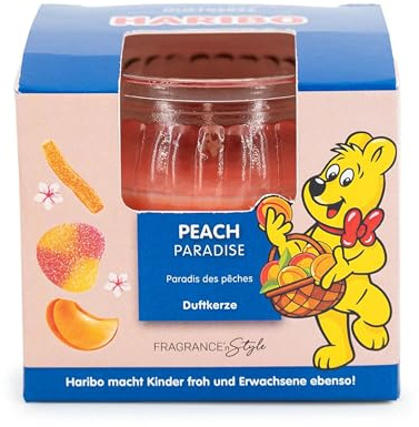 HARIBO™ Duftkerze 85g, HxD: 6,5 x 8 cm, Kerze im Glas, Paraffinwachs, Geschenkidee, im Geschenkkarton, orange