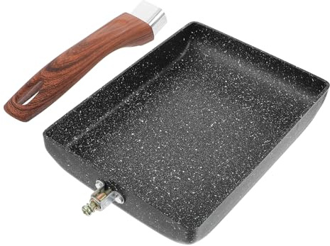 BAZEITFLOW Poêle Carrée Antiadhésive pour Petit-déjeuner Compatible Induction Poignée Confortable en Aluminium et Fer, pour Cuisiner Œufs et Omelettes la Maison