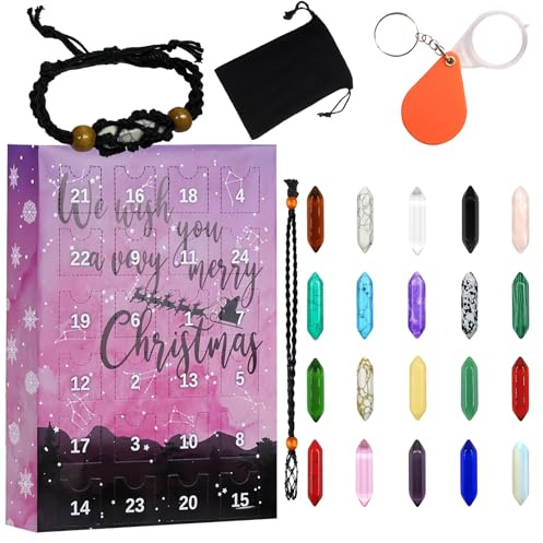 Christmas Calendar 24 Tage,Kristall Adventskalender Für Weihnachten | Familienspiel Stein Set Sammeln Lernen Yoga Meditation Urlaub Erwachsene