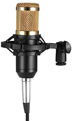 BM800 Microfono a condensatore con supporto antiurto e cavo audio da 3 5 mm per registrazione audio da studio e trasmissione in spugna professionale linea di protezione con uscita chiara adatta per