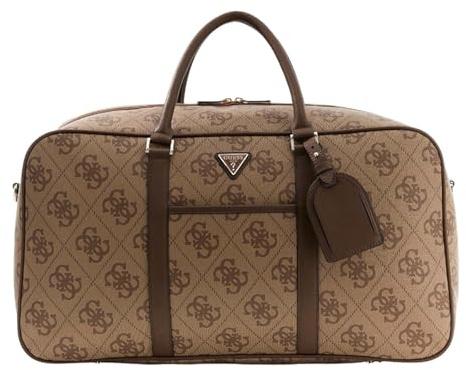 GUESS Reisetasche Schultertasche Weekender Duffle Bag Latte Logo/Brown Hellbraun