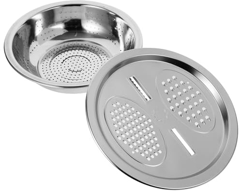 SHINEOFI Rallador Multifunción Acero Inoxidable 28 Cm Cesta Escurridora y Cuenco, sin Imán, Herramienta para Cortar y Escurrir Verduras en Cocina y Picnic