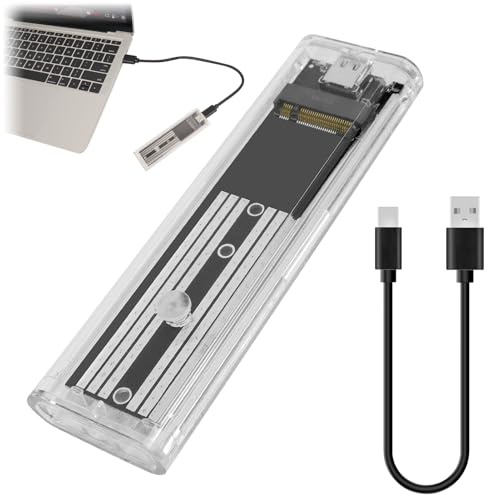 M.2 SATA SSD Case USB 3.1 Gen2 5 Gbps Trasparente, alloggiamento esterno NGFF SSD per B-Key e B+M Key, non compatibile con NVMe/M-Key