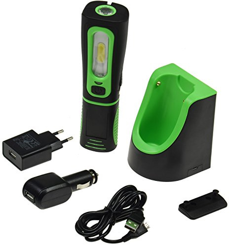 ChiliTec LED Stableuchte IP44 mit Akku & Ladestation Flexibel | drehbar, 2 Ladegeräte mit Ladeschale, Magnethalter, 2 Netzteile 230V / 12V