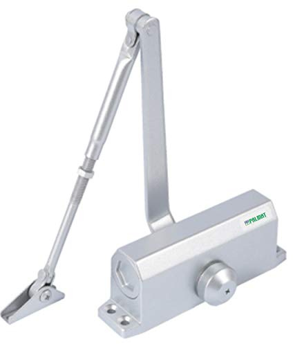 PALMAT - Automatischer Einstellbarer Hydraulischer Türschließer - Komplett mit Montageplatte, Normalgestänge, Geeignet für alle Haus- und Wohnungstüren Türgewichte (80-120 Kg, Silber)