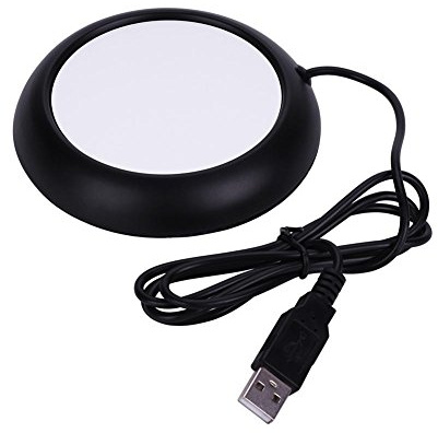 USB Wood Grain Beverage Warmer - USB Coaster Warmer Heats Mugs & Tea/ Coffee - Office Heater Pad (Black)