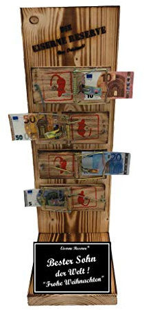 Genial-Anders Sohn Geschenke Weihnachten - Eiserne Reserve Mäuse 4er Geldgeschenk für Weihnachten Geschenk für Sohn Geld verschenken - Text s/w Bester Sohn der Welt Frohe Weihnachten