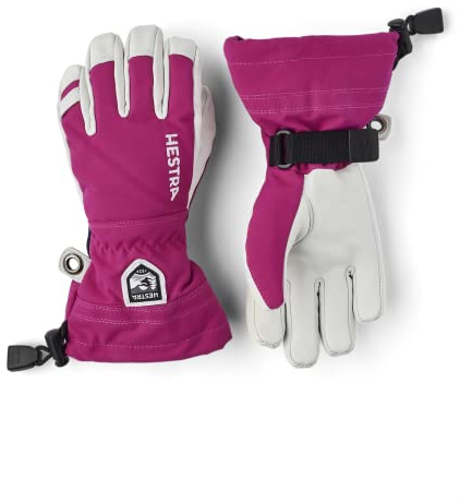 Hestra Jungen Kid's Army Leather Heli Ski 5 Finger HandschuheRosa/Grau 4