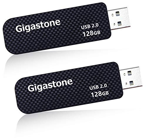 GIGASTONE 128Go Clé USB Flash (Lot de 2) V30 USB 2.0, Haute Vitesse, Boucle Porte-clés, Design Coulissant, Stockage et Sauvegarde pour PC/Mac/TV/Voiture