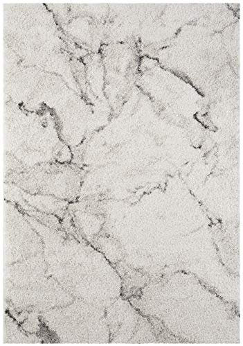 Mint Rugs Mayrin Shaggy Flokati - Tappeto a pelo lungo, morbido, design moderno, effetto marmo, per cameretta dei bambini, camera da letto, cucina, corridoio, grigio, 80 x 150 cm, in polipropilene