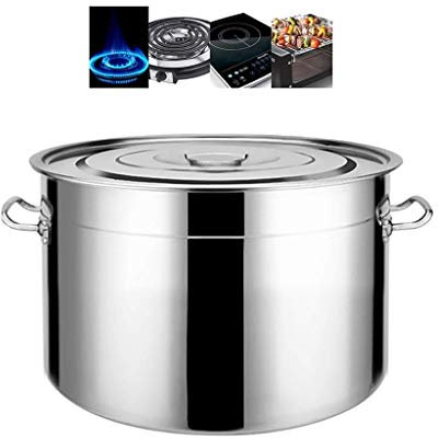 WHLMYH POT Zuppiera con coperchio, pentola per verdure, cassettiera in acciaio inox con coperchio, 30 cm, 6 dimensioni, argento, 30 cm x 21 cm