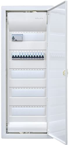 Hager Répartiteur encastré 5 rangées VU60NC prêt à être raccordé avec bloc de serrage Équipement 1 x FI 4 broches + 1 x 3 broches + 9 x 1 broches LS B16A