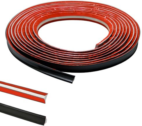 Black PVC Quadrant Trim,Flexible Laminate Beading Self Adhesive Plastic Wall Corner Edging Strip for Worktop Ceiling Floor,Caulk Moulding Skirting Board Trim(3 Meters,12mm*6mm)