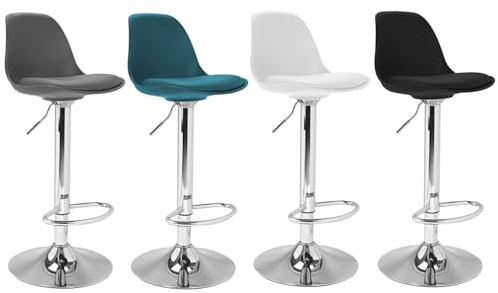 IDMarket - Lot de 4 tabourets de Bar Karl Mix Color Gris foncé, Bleu Canard, Blanc et Noir