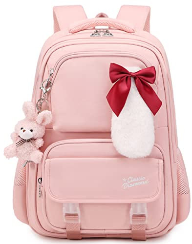 YOJOY Laptop-Rucksack 39.6 cm (15.6 Zoll) Schultasche Kinder Elementar Rucksäcke College Büchertaschen für Frauen Mädchen Teens Reise Tagesrucksack, Pink, Large, College-Büchertaschen, Reiserucksäcke