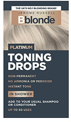 Jerome Russell Bblonde Platinum Toning Drops - Non-Permanent Platinum Hair Toner, Refresh & Maintain Blonde Hair Dye, Add Drops in Shower with Shampoo or Conditioner, 50 Uses