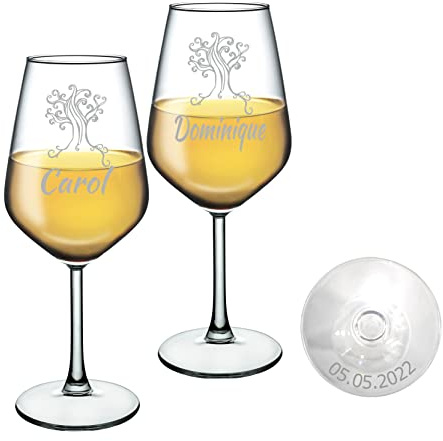 MASTERLASER3.0 Copa de vino personalizada - Copa de vino blanco grabado - Personalizable con nombre inicial Fecha y caracteres diferentes Idea regalo (6)