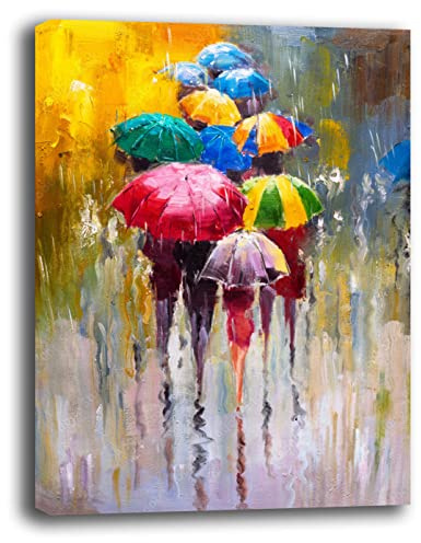 Printerland Quadro Moderno Astratto Ombrelli Colorati Verticale Quadri moderni soggiorno da Parete XXL grande Stampa su tela Canvas Decorazione Murale muro Arredo Camera da letto Cucina (30x40 cm, 4)